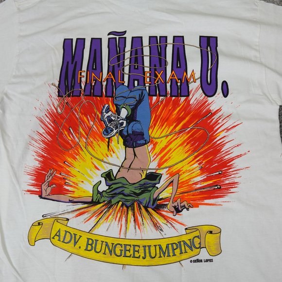 Vintage Senor Lopez Shirt Mens Large L White T Tee Manana U Single Stitch - Picture 2 of 7